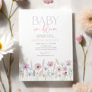 Invitation Baby en fleurs Fête de bébé Fleurs sauvages pastel