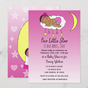 Invitation Baby ethnique sur le nuage et la lune Baby shower 