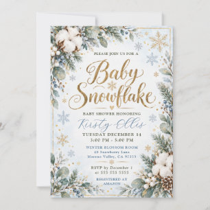 Invitation Baby Flocon de Neige Baby Shower d'Hiver