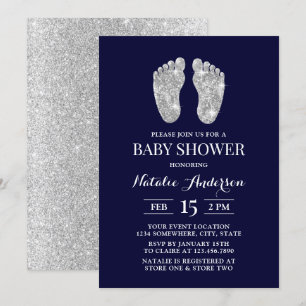 Invitation Baby Foot Modern Navy Baby shower Parties scintill