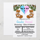 Invitation Baby Fox avec mère jouer - Genre Reveal Invit (Devant / Derrière)