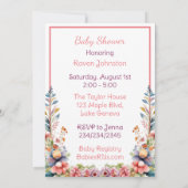 Invitation Baby Fox en fleurs Baby shower de fille (Dos)