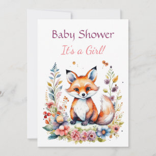 Invitation Baby Fox en fleurs Baby shower de fille