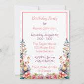 Invitation Baby Fox in Flowers Fête d'anniversaire de fille (Dos)