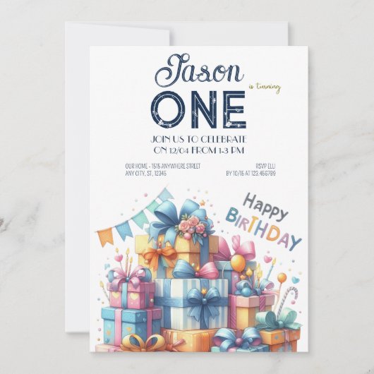 Invitation Baby Fun Premier anniversaire (Devant)