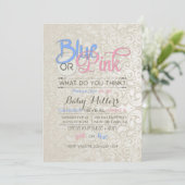 Invitation Baby Genre Reveal Party Satin Damask (Debout devant)