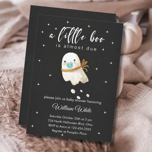 Invitation Baby Ghost Baby shower Little Boo