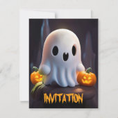 Invitation Baby Ghost Déplaisant mignon caractère Halloween (Devant)