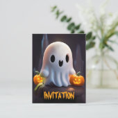 Invitation Baby Ghost Déplaisant mignon caractère Halloween (Debout devant)