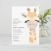 Invitation Baby Giraffe avec Baby shower Masque par la poste (Debout devant)