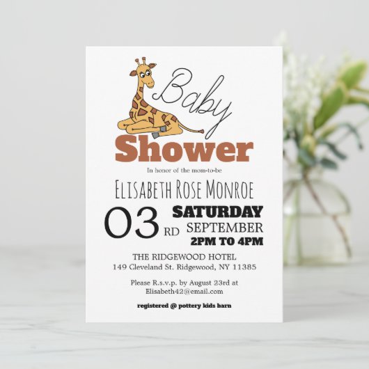 Invitation Baby Giraffe, Baby shower (Debout devant)