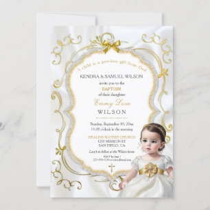 Invitation Baby Girl Baptême Communion Christening Bible