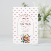 Invitation Baby Girl Bee Sleeping In a Rose (Debout devant)