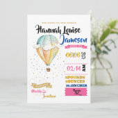 Invitation Baby Girl Bienvenue dans le monde (Debout devant)