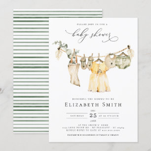 Invitation Baby Girl Boho Verdure Baby shower rustique