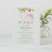 Invitation Baby Girl Boho Verdure rustique (Debout devant)
