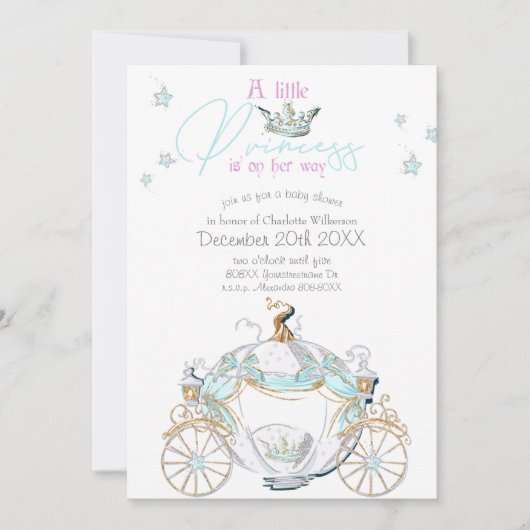 Invitation Baby Girl Cendrillon Princesse Baby shower de tran (Devant)