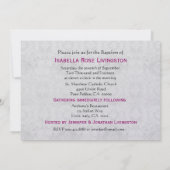 Invitation Baby Girl Christening Pink Damask Metallic (Dos)