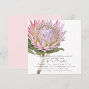 Invitation Baby Girl Douche moderne élégant King Flower