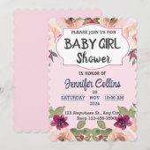 Invitation Baby Girl Douche Petit Fleur sauvage (Devant / Derrière)