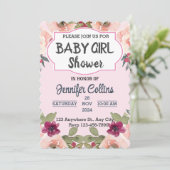 Invitation Baby Girl Douche Petit Fleur sauvage (Debout devant)