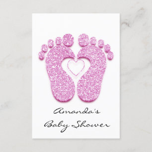 Invitation Baby Girl Douche Pieds blanc minimalisme rose