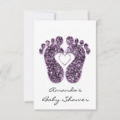 Invitation Baby Girl Douche Pieds Blanc Minimalisme Violet (Dos)