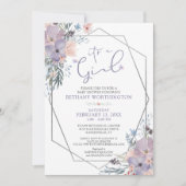 Invitation Baby Girl Douche Violet Floral ITS UNE FILLE (Devant)