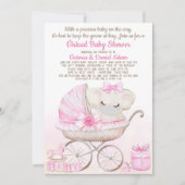 Invitation Baby Girl Elephant avec Masque Zoom Baby shower (Devant)