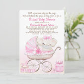 Invitation Baby Girl Elephant avec Masque Zoom Baby shower (Debout devant)