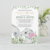 Invitation Baby Girl Elephant Baby shower Par Mail (Debout devant)