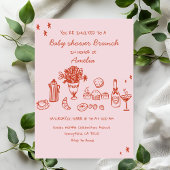 Invitation Baby Girl  Hand Drawn Baby Shower Brunch