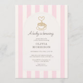 Invitation Baby Girl is Brewing Coffee Pink Baby Shower (Devant)