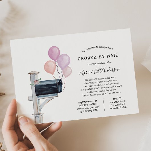 Invitation Baby Girl Longue distance douche par la poste