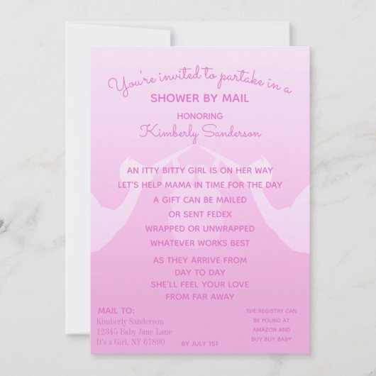Invitation Baby Girl Longue distance Douche par Mail Invitati (Devant)