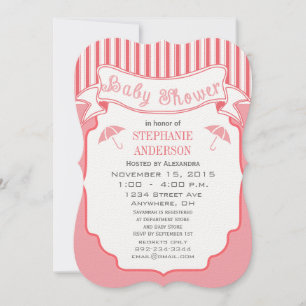 Invitation Baby Girl moderne mignonne Motif à bande douche