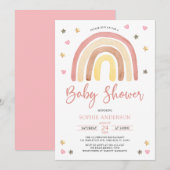 Invitation Baby Girl Muted Tones Boho Rainbow Baby shower (Devant / Derrière)