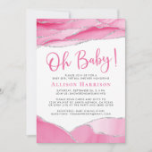 Invitation Baby Girl Pink Geode Douche virtuelle (Devant)