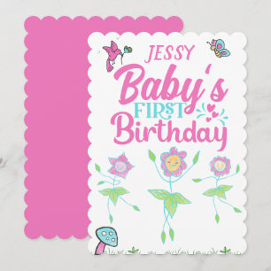 Invitation Baby Girl Premier anniversaire 