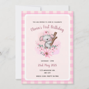 Invitation Baby Girl Premier anniversaire Onederful rose
