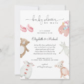 Invitation Baby Girl Rose Boho Aquarelle Baby shower Par Mail (Devant)