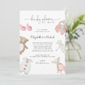 Invitation Baby Girl Rose Boho Aquarelle Baby shower Par Mail (Debout devant)