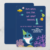 Invitation Baby Girl Shark Personnalisé Anniversaire Fête Inv (Devant / Derrière)