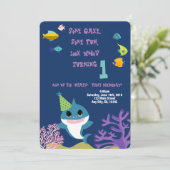 Invitation Baby Girl Shark Personnalisé Anniversaire Fête Inv (Debout devant)