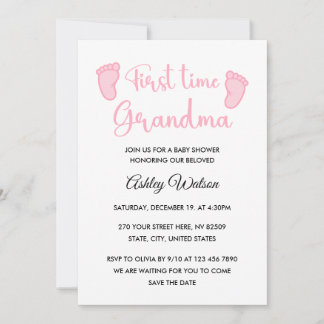 Invitation Baby Girl Shower First Time Grandma