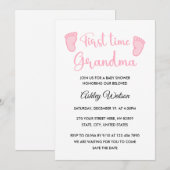 Invitation Baby Girl Shower First Time Grandma (Devant / Derrière)