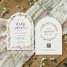 Baby Girl Shower Pink Watercolor Floral Arch