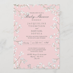 Invitation Baby Girl Shoys Babys respire la germe florale Wre