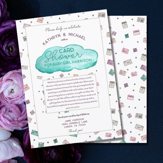 Invitation Baby Girl Sprinkle Card Douche