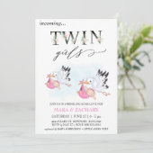 Invitation *~* Baby Girl SPRINKLE Twins Stork (Debout devant)